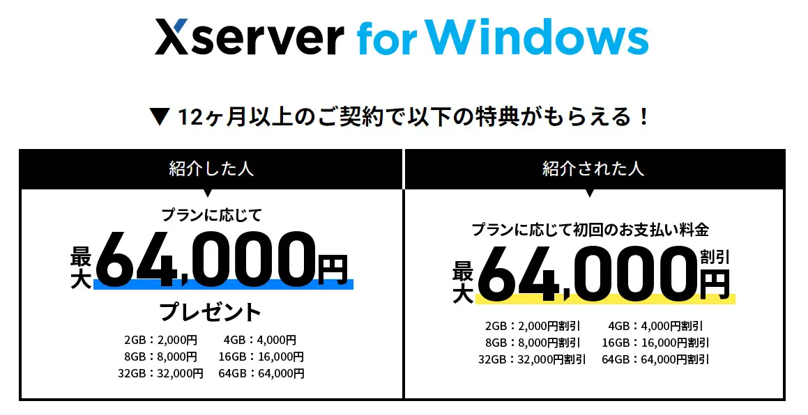Xserver For Windowsによるお友達紹介プログラム